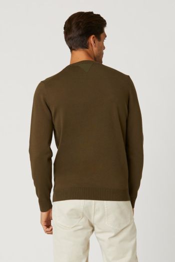 Cotton crew-neck sweater with Men's logo