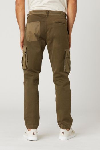Men's adjustable waist cotton cargo trousers
