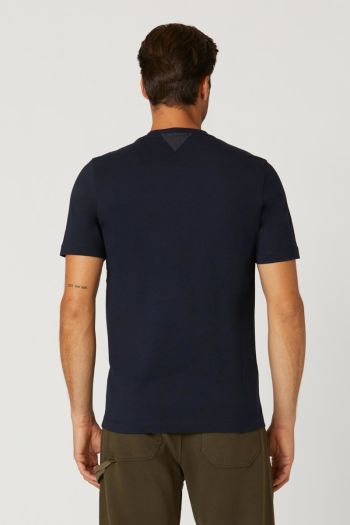 T-shirt basica manica corta con logo uomo Blu