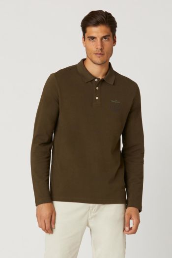 Basic long sleeve polo shirt with logo Man