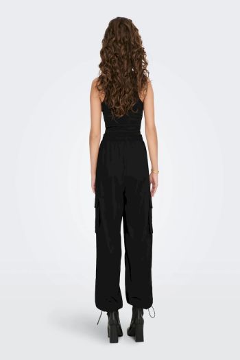 CARGO PANTS WITH STRINGS donna Nero