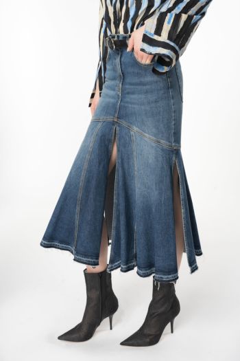 Women's vintage denim midi skirt