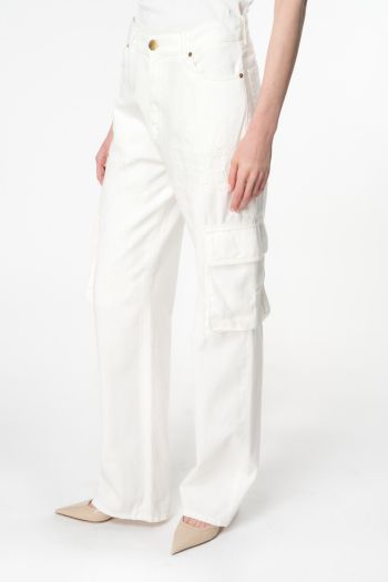 Women's torn and mended bull cargo trousers