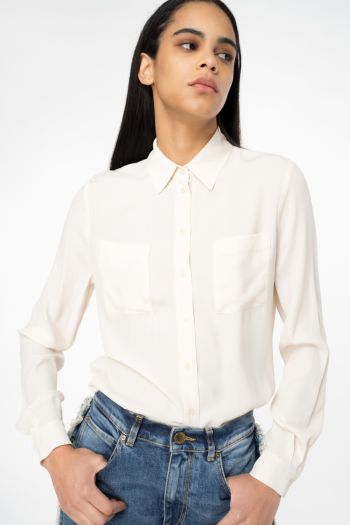 Women's silk blend shirt with pockets