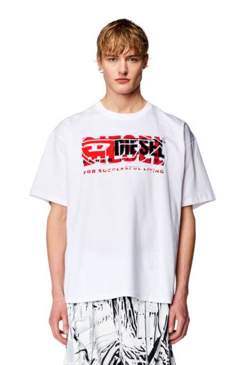 T-shirt con logo sovrapposto uomo Bianco