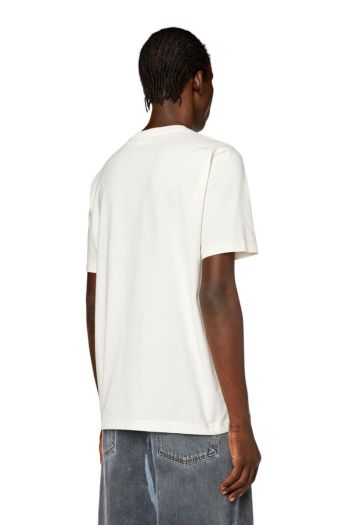 T-shirt con stampa optical camo zebrata uomo Bianco