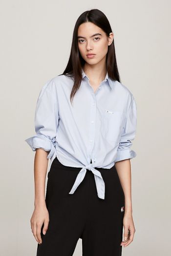 Camicia crop relaxed fit donna Azzurro