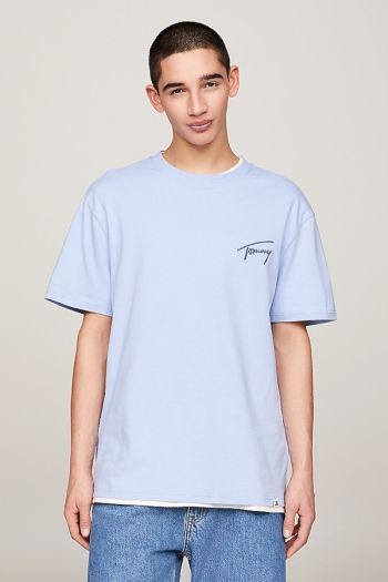 T-shirt con logo ricamato uomo Azzurro