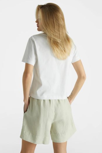 T-shirt in jersey di cotone compatto donna Bianco