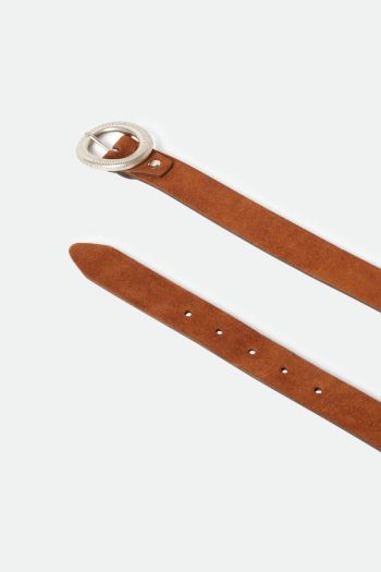 Genuine leather belt with circular buckle for women
