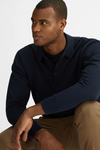 Men's regular fit knitted polo shirt