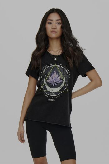T-shirt con logo lotus donna Nero