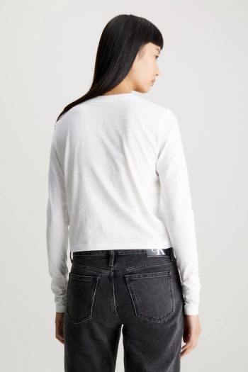 T-shirt con stemma a maniche lunghe donna Bianco