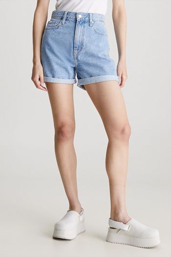 Women's denim mom shorts