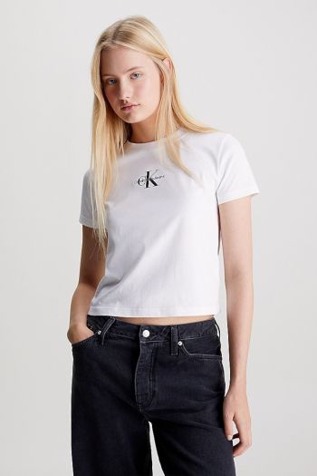 T-shirt corta monogram donna Bianco