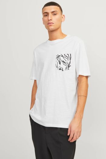 T-shirt con stampa girocollo uomo Bianco