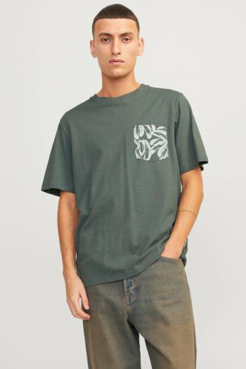T-shirt con stampa girocollo uomo Verde oliva
