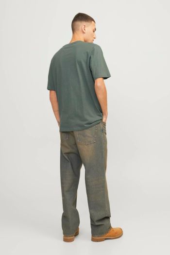 T-shirt con stampa girocollo uomo Verde oliva