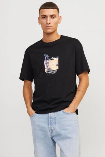 T-shirt stampato girocollo uomo Nero