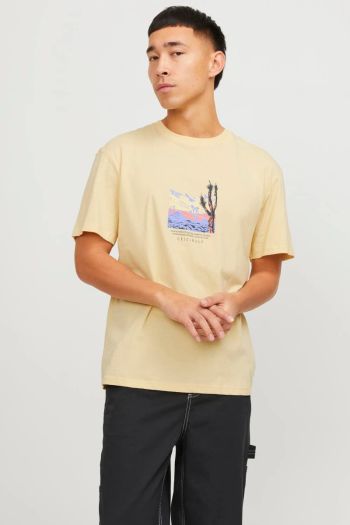 T-shirt stampato girocollo uomo Giallo