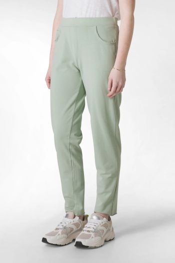 Pantalone slim fit in felpa leggera donna Verde