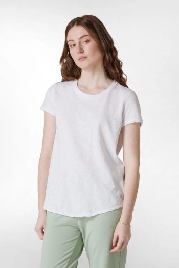 T-shirt in jersey fiammato, donna Bianco