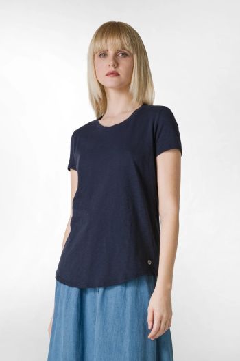 T-shirt in jersey fiammato, donna Blu