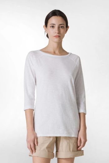 T- shirt manica 3/4 jersey fiammato donna Bianco
