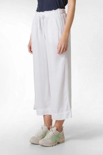 Pantalone cropped in twill tencel donna Bianco