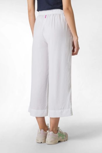 Pantalone cropped in twill tencel donna Bianco