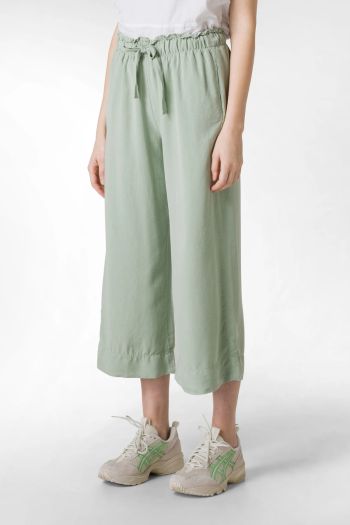 Pantalone cropped in twill tencel donna Verde