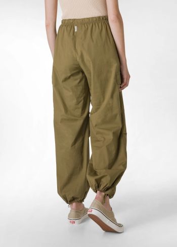 Pantalone cargo in popeline donna Verde