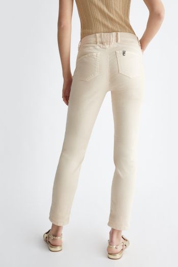 Jeans skinny cropped donna Avorio