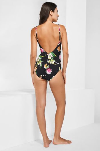 Women's one-piece swimsuit with D cup flowers