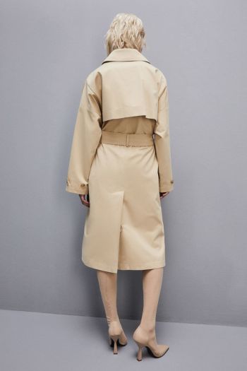Trench over in cotone donna Beige