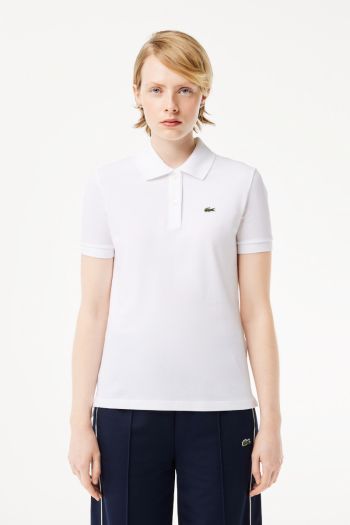 Polo regular fit in petit pique' donna Bianco