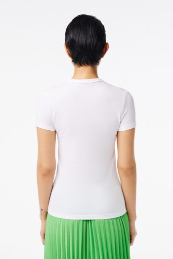 T-shirt slim fit in jersey di cotone donna Bianco
