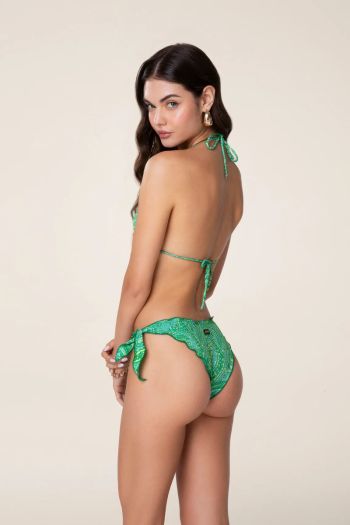 Bikini triangolo e slip nodi regolabile donna Verde