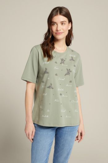 T-shirt with print and embroidery for women