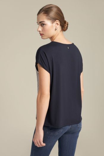 T-shirt stampata in viscosa donna Blu