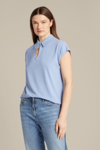 T-shirt con apertura davanti donna Azzurro