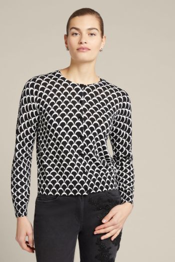  Mini cardigan with geometric pattern for women