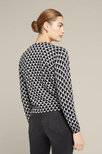  Mini cardigan with geometric pattern for women