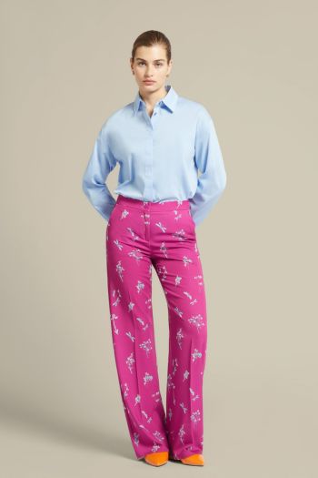 Straight printed trousers for women