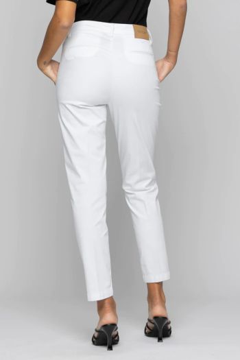 Pantaloni dritti con strass sulle tasche donna  Bianco