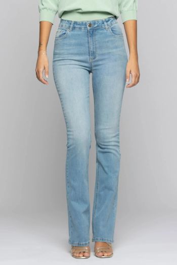 Jeans dritti con effetto used donna Azzurro