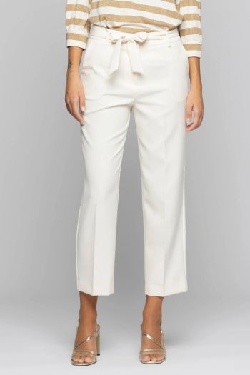 Pantaloni eleganti con pieghe donna Bianco