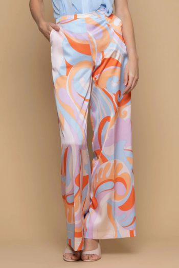 Wide trousers with women's pattern