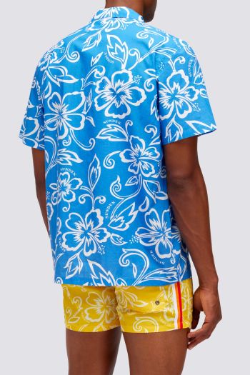 Camicia con stampa floreale uomo Azzurro