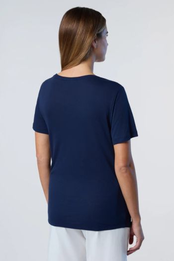 T-shirt con scollo a V donna Blu